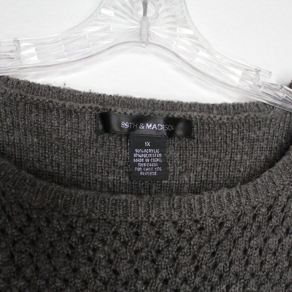 89th & Madison Sweater Scoop Neck High Low 1x Gray - Picture 8 of 8